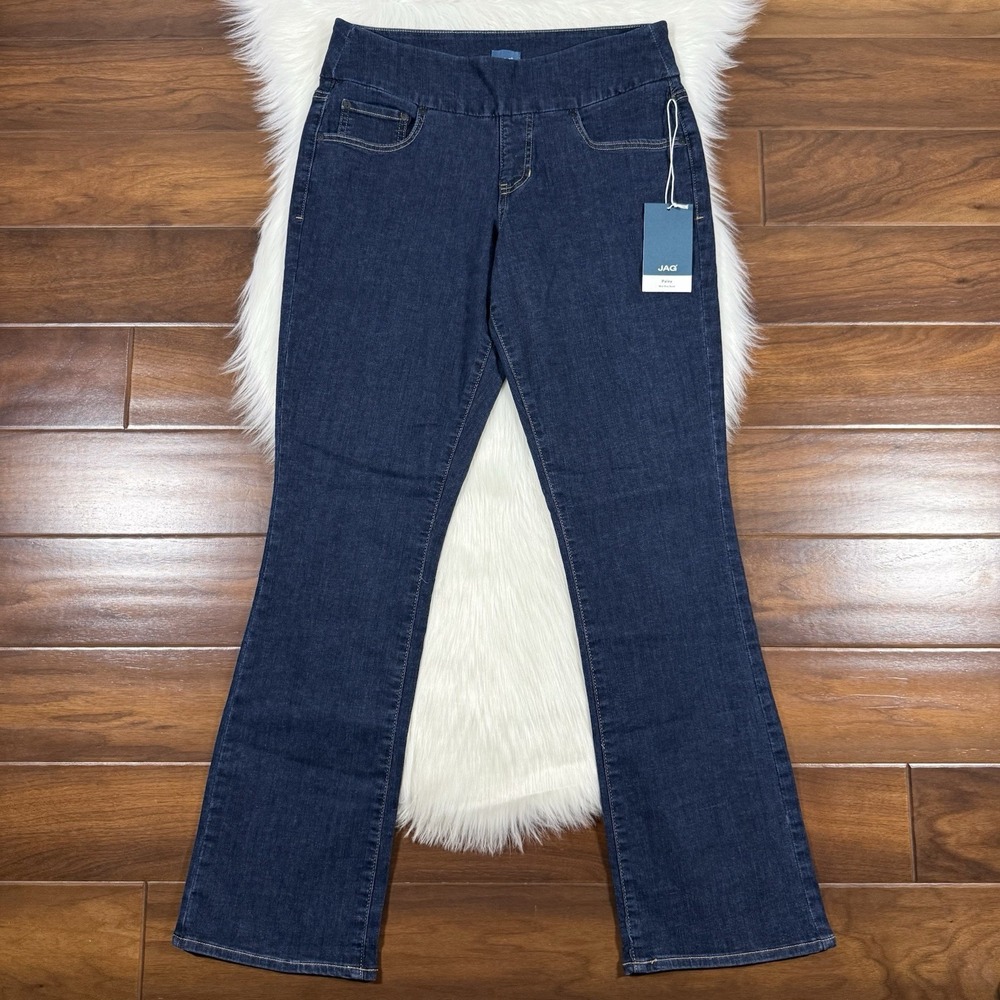 Jag Women's Size 16 / 33 Ink Wash Paley Mid Rise Boot Leg Pull‎ On Denim Jeans